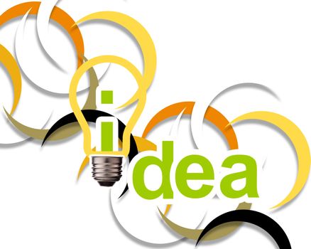 Idea word with lightbulb.