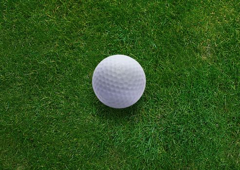 Golf ball on green grass land .