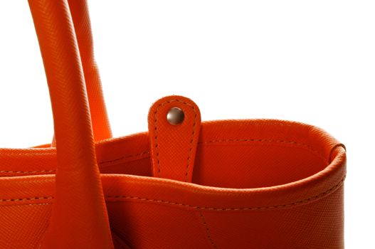 Details of Women's Ginger Handbag: Handles and Zipper tab closeup isolated on white background