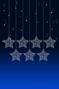 Happy hanging Christmas star with snow background