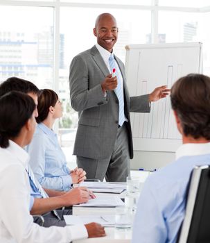 Diverse business people studying a new business plan in the office
