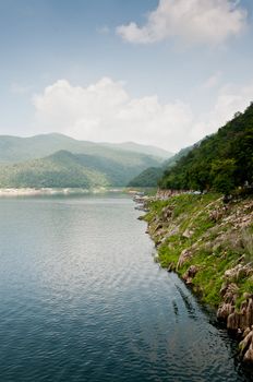 Business travel in the  reservoir on Bhumibol dam, Thailand