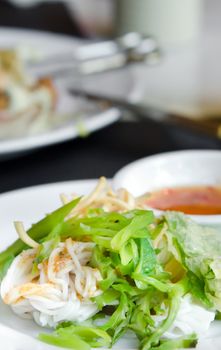  rice vermicelli served with vegetable  and sweet sauce 