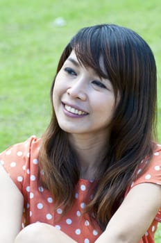 Portrait Of Asian Young Woman In garden in winter season