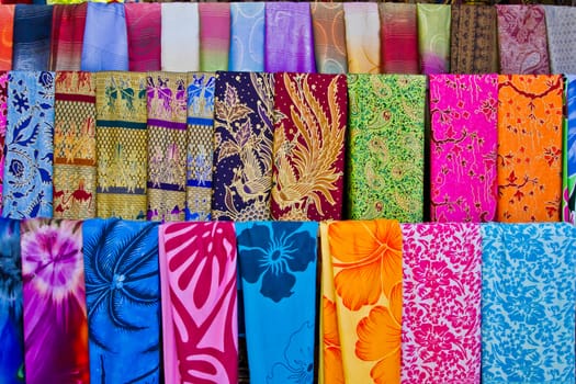 Colorful balinese cloth for sale in Bali market