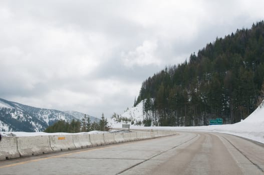 highway through rocky mountains