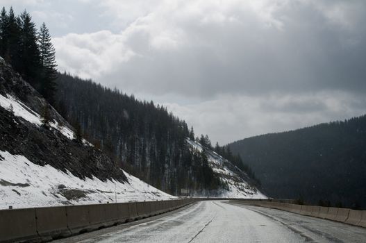 highway through rocky mountains
