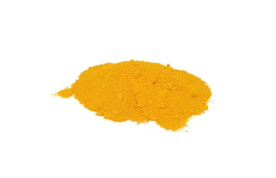 Turmeric powder, isolated on a white background