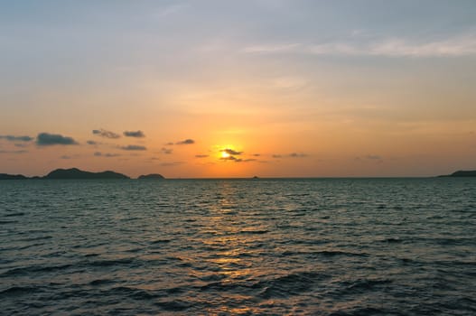 Sunset Scene on sky line,Lipe island Southern of Thailand