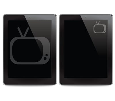 Television icon on tablet computer background