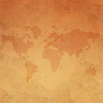 World map icon on old paper background and pattern