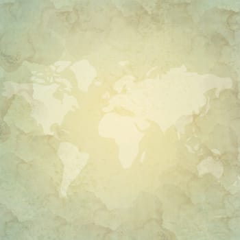 World map icon on old paper background and pattern