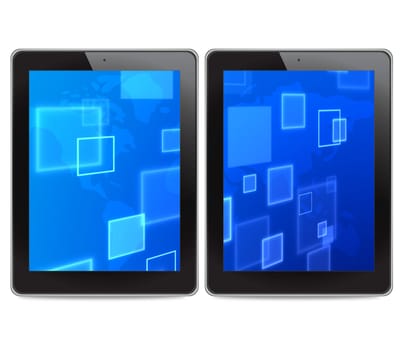 Tablet computers on white background