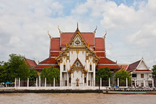 Thai temple at chao phraya riverside