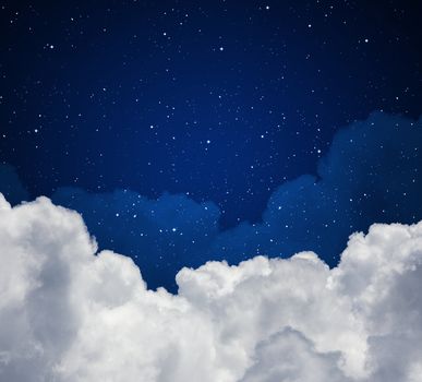 Abstract blue night sky with stars