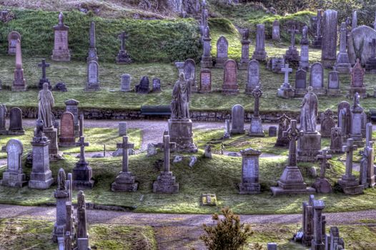 HDR image of Ancient Scottish Grave Stones 