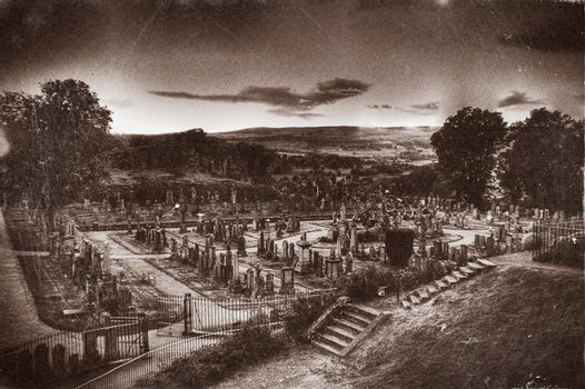 Old Aged pic of Eerie, Spooky Graveyard