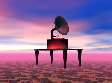 Gramophone and sky pink