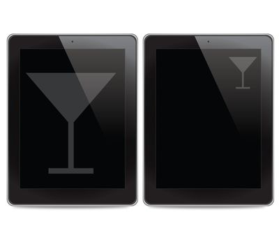 Drink icon on tablet computer background