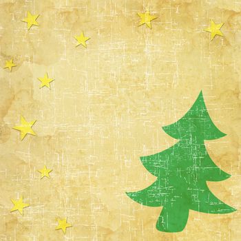 Tree of christmas on old paper background