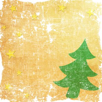 Tree of christmas on old paper background