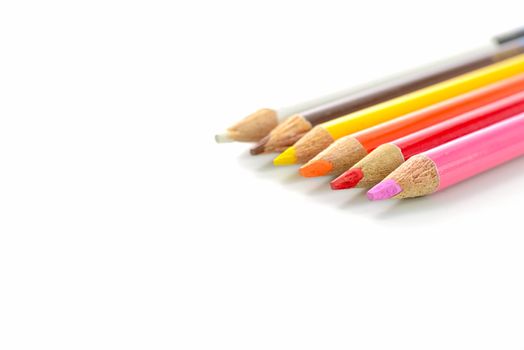 use old pencil color on white background isolated