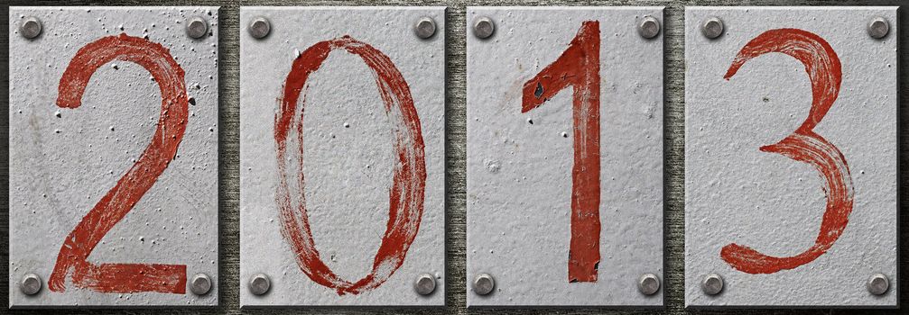 "2013" number on metal background 