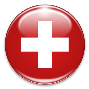 swiss flag button isolated on white