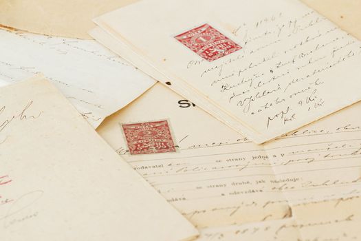 group of very old handwritten text agreements or contract