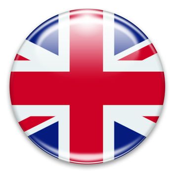 british flag button isolated on white