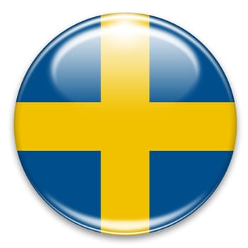 swedish flag button isolated on white