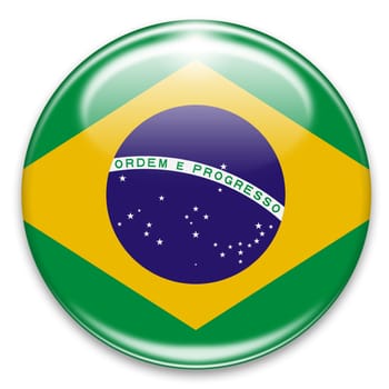 brazilian flag button isolated on white