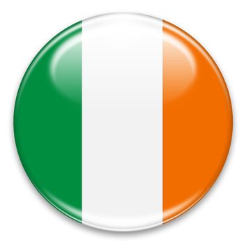 irish flag button isolated on white