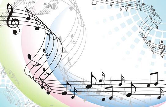 abstract music background with musical notes on white