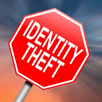 Illustration depicting a roadsign with an identity theft concept. Abstract background.