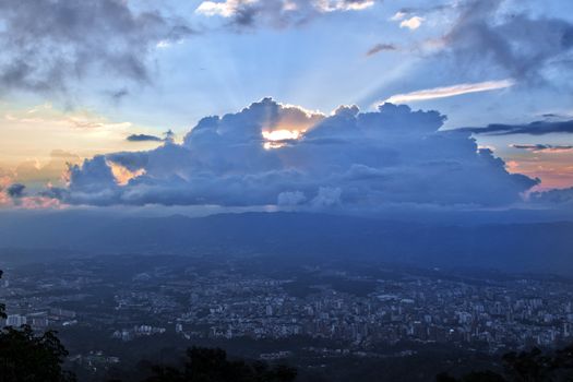 Bucaramanga, Colombia below a dramatic sky.