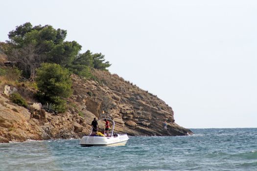 motor boat on benidorm beach