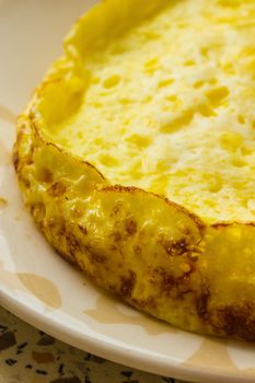 hot fresh fluffy omelet with crispy crust