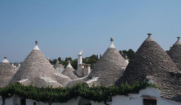 Trulli, a traditional apulian dry stone hut,  typical a specific part of the south of Italy
