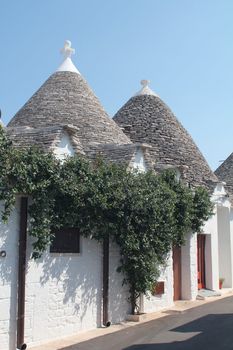 Trulli, a traditional apulian dry stone hut,  typical a specific part of the south of Italy
