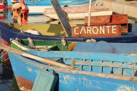 Fishing boat docked in the bay of Porto Cesareo, south of Italy
