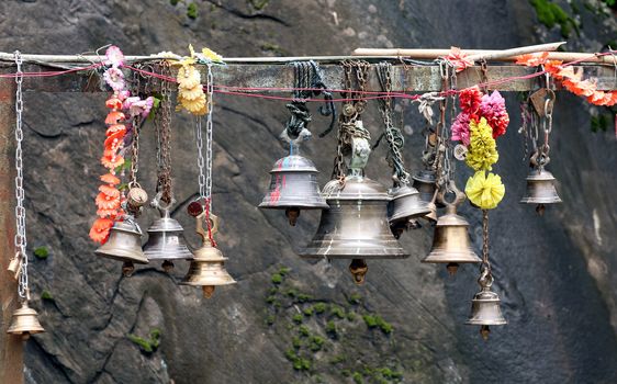 Different size bells at a Hindu temple in Meghalaya, India