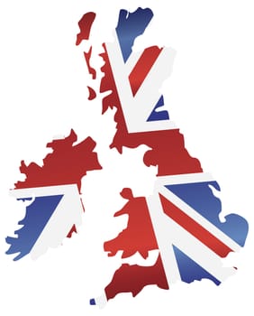 UK Great Britain Union Jack Flag in Map Silhouette Illustration
