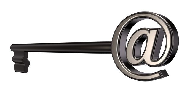 key with email symbol - 3d illustration