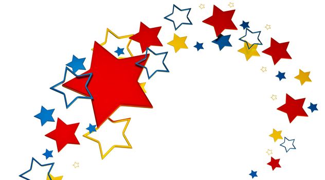 tastefully arranged metallic stars on white background as glory symbol