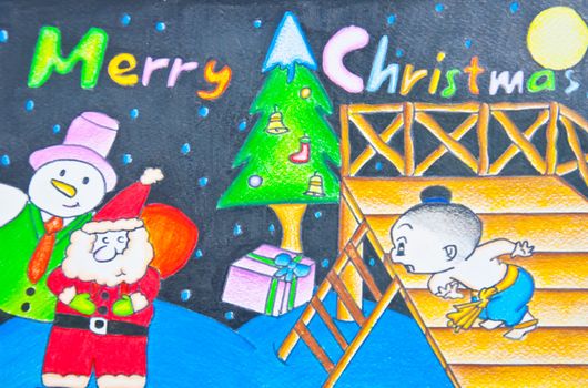 santaclause artwork from paper and cotton wool