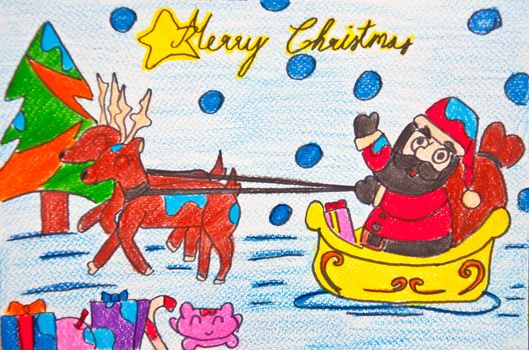 santa claus artwork from water color