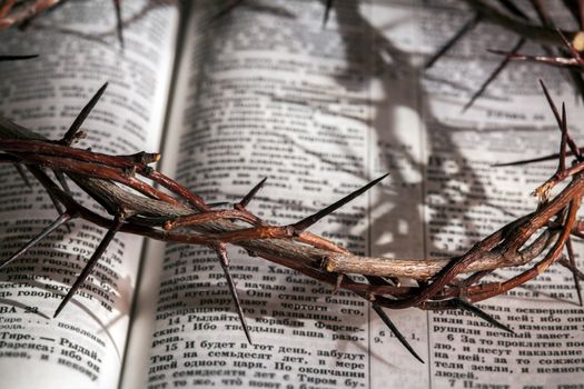 This is a crown of thorns on the Bible