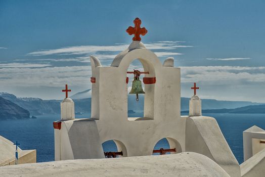 Ortodox churge in Oia, Santorini island, Greece. Taken on October 2012.