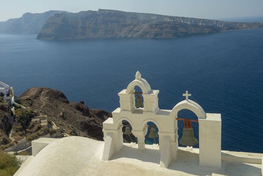 Ortodox churge in Oia, Santorini island, Greece. Taken on October 2012.